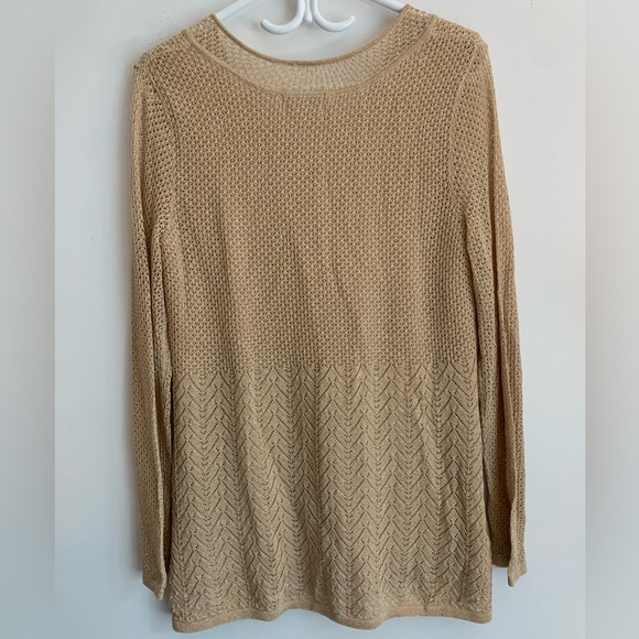 JM Collection sparkly Tan V-Neck Sweater - Picture 10 of 10